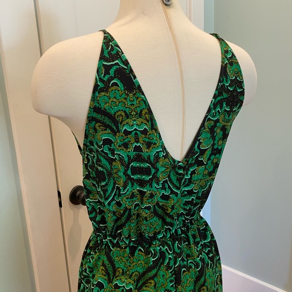 H&M Conscious Wide-Leg Vibrant Green Printed Jumpsuit - sz 6 - Picture 4 of 8
